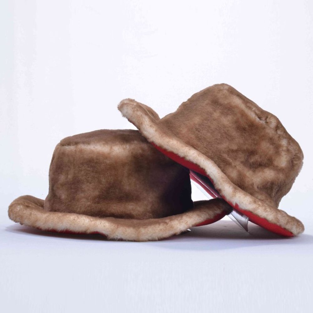 Men's Fashion Brown | Red Bottom Faux Fur Hat NWT